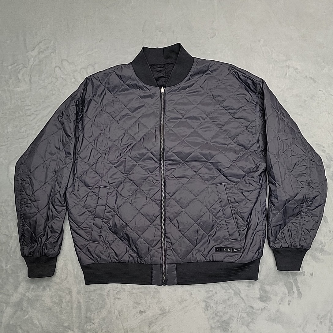 Nike Jacket Men L Black Reversible Quilted Bomber Ma1 Flight Streetwear Techwear